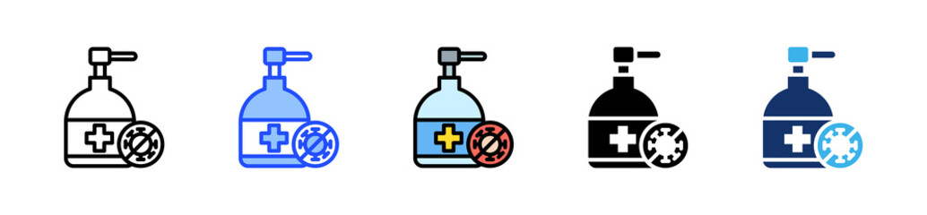 Disinfectant Icon Collection With Multiple Styles