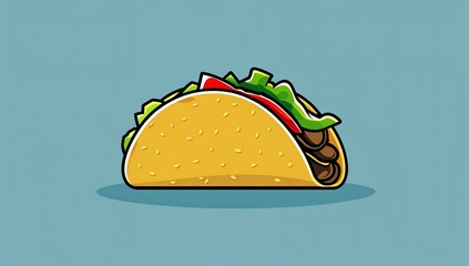 Flat vector taco icon, simple folded shape, minimal filling details.