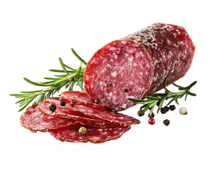Sliced salami, rosemary, and pepper