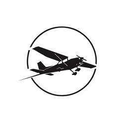 Pilot Training Logo With Aircraft Silhouette Inside a Circular Frame, Flight School Emblem