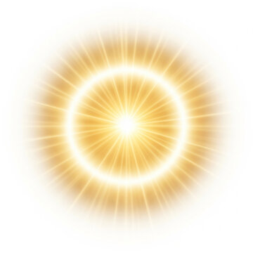divine aura glow halo with radiant golden light flares soft beams emanating circular pattern intricate gradient blending isolated on white background