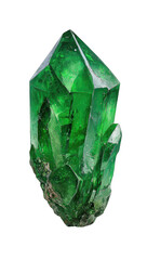 Emerald-green crystal, sharp facets, vibrant