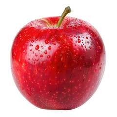 Close-up of a glistening red apple with water droplets