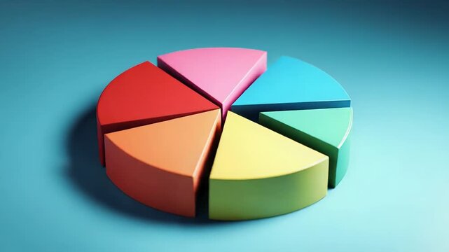 Colorful 3d pie chart representing market share, business performance, or financial data - Powered by Adobe