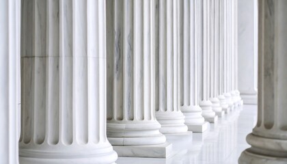 Classical Marble Columns in Perspective Architecture with Government, and and Justice.