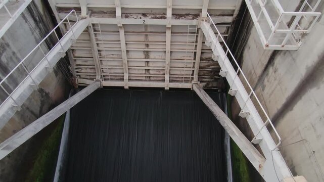 Water flowing downstream of the dam