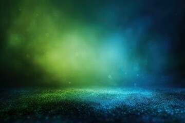 Dark, vibrant,  blurry background with neon green and blue light