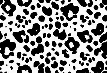 Seamless black & white cowhide-dalmatian-cat spot pattern  Boho chic, safari, animal print, abstract, tileable texture,  black,  print