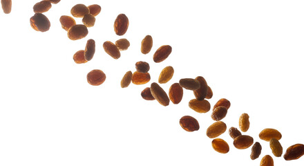 Obraz premium Raisins Falling on Transparent Background