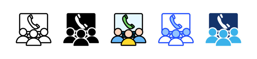 Conference Call Icon Collection With Multiple Styles