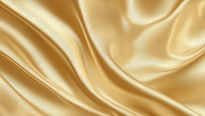 Close-up of luxurious golden fabric drapes.  Fluid, smooth folds and drapes of a rich golden fabric.  A high-quality, opulent texture