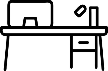 Modern home office desk setup with a laptop and workspace elements