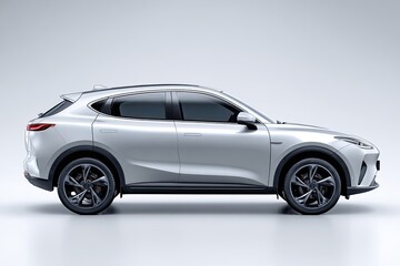 Obraz premium Silver SUV, profile view, studio shot