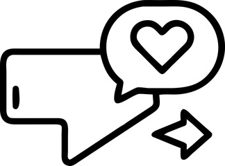 Social media share icon with a heart and arrow