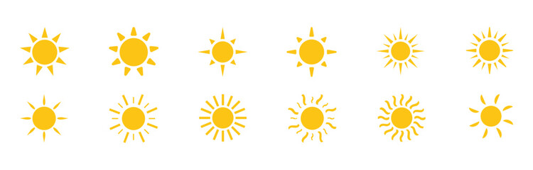 Vector set of sun icons. Different sun drawing collection. sun. sun icon.