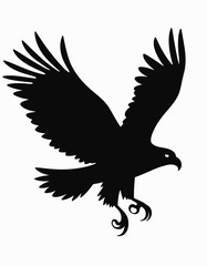 Black eagle silhouette with detailed feather spread and talons