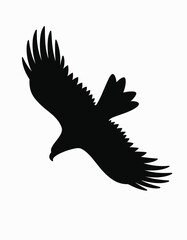 Side profile silhouette of an eagle soaring in mid-air