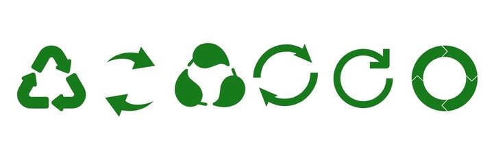 Set of recycle symbol, set of recycle icons, recycling icons set, set of rep repairs icons, set of reuse, reduce icons, eco friendly sign, ecology icon, green leaf icons, recycle circle icons set , 