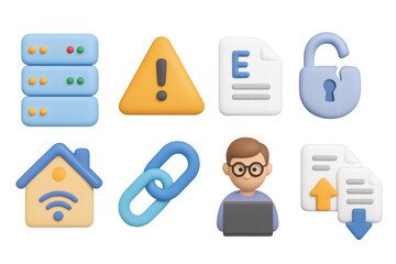 Colorful 3d internet security and data management icon set