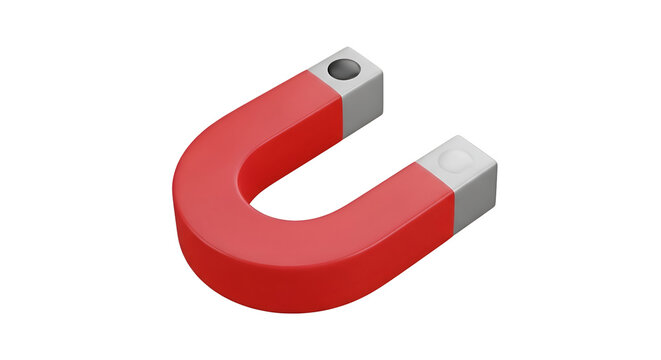 Red Magnet Attracts on Transparent Background