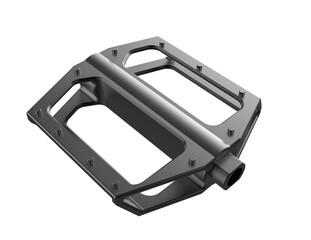 Advanced Black MTB Bicycle Flat Pedal with Integrated Grip Pins, 3D Rendered on Clean White. Essential Cycling Equipment for Active Lifestyles, Perfect for E-commerce Product Showcases and Design.