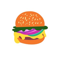 Flat Design Hamburger Icon Isolated on White Background