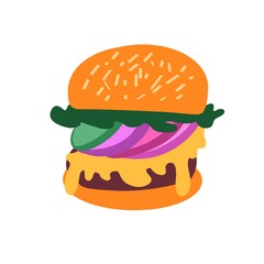 Flat Design Hamburger Icon Isolated on White Background