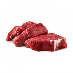 Fototapeta premium Raw beef steaks on white background.