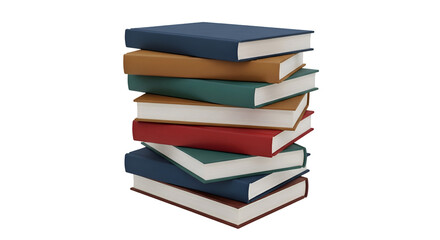 Stack of Books on Transparent Background