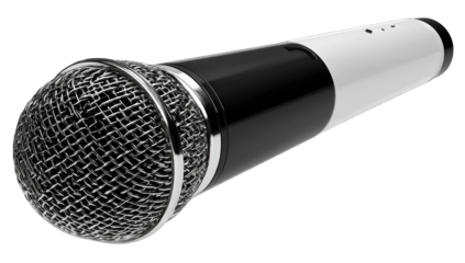 A white and black handheld microphone