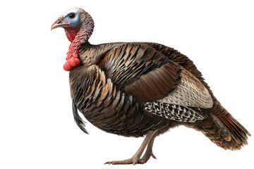 Wild turkey bird isolated over white