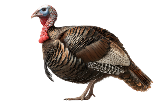 Wild turkey bird isolated over white