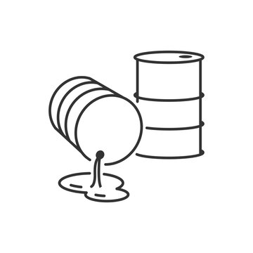 Oil spill icon. Crude petrol or diesel leak through barrel symbol. Industrial petroleum waste splash vector. chemical fuel or gasoline drip logo.