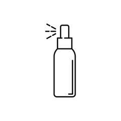 Sanitizing spray bottle icon, concept disinfection and cleanness, clean surface, antiseptic thin line web symbol on white background - editable stroke vector illustration.Web