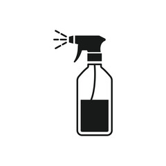 Plastic Spray Bottle, Hygiene Cleaning. Flat Vector Icon illustration. Simple black symbol on white background. Plastic Spray Bottle Hygiene Cleaning sign design template for web and mobile UI element