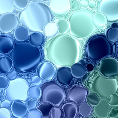 Water mixed oil like - bubbles in blue and green color shades png background