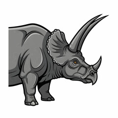 Obraz premium Realistic Triceratops Dinosaur Illustration – Powerful Prehistoric Herbivore with Three Horns
