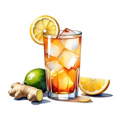 Refreshing iced tea cocktail recipe with lemon lime and ginger summer drink beverage