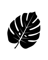 A bold black-and-white illustration of a Monstera leaf. Perfect for nature-inspired designs, botanical art, and eco-friendly or tropical-themed projects.