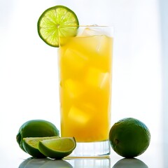 Refreshing lime juice cocktail recipe with ice cubes and lime garnish for summer drink