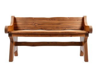 Empty wooden bench isolated on transparent background