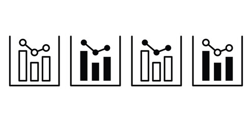 Black and White Dual Axis Chart Icons Data Analysis and Visualization Vector Design Simple Line Flat Illustration Sets