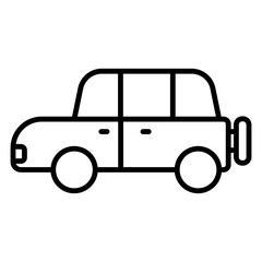 A cute hand-drawn doodle of an SUV car with a spare tire on the back.