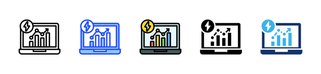 Energy Monitoring Icon Collection With Multiple Styles