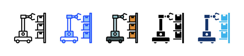 Automated Warehouse Icon Collection With Multiple Styles