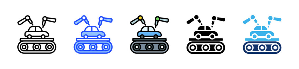 Automotive Industry Icon Collection With Multiple Styles