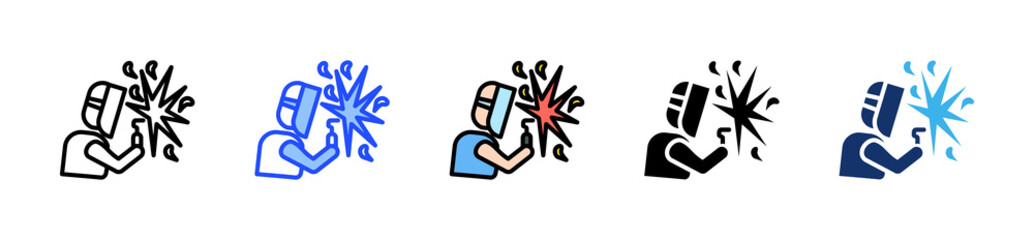 Welding Process Icon Collection With Multiple Styles