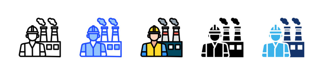 Industrial Worker Icon Collection With Multiple Styles