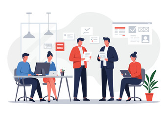 Modern Flat Vector Illustration of Business Plan and Strategy Development