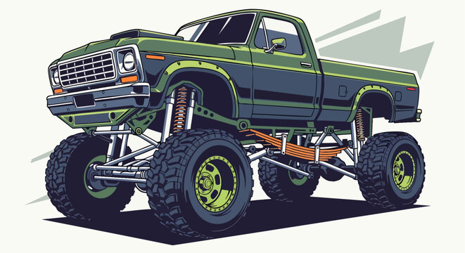 Colorful monster truck illustration design